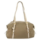 PRADA Tote Bag Canvas Brown Gold Auth 156181-3