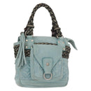 LOEWE Anagram Hand Bag Suede Turquoise Blue Silver Auth 156184-1