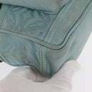 LOEWE Anagram Hand Bag Suede Turquoise Blue Silver Auth 156184-10