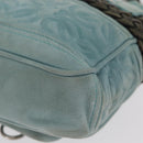 LOEWE Anagram Hand Bag Suede Turquoise Blue Silver Auth 156184-16