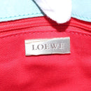 LOEWE Anagram Hand Bag Suede Turquoise Blue Silver Auth 156184-19