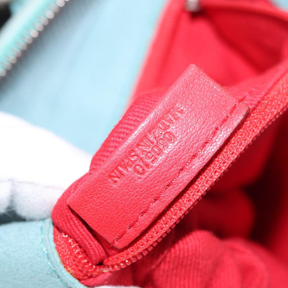 LOEWE Anagram Hand Bag Suede Turquoise Blue Silver Auth 156184