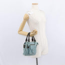 LOEWE Anagram Hand Bag Suede Turquoise Blue Silver Auth 156184-24
