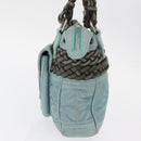 LOEWE Anagram Hand Bag Suede Turquoise Blue Silver Auth 156184-3