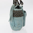LOEWE Anagram Hand Bag Suede Turquoise Blue Silver Auth 156184-4