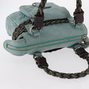 LOEWE Anagram Hand Bag Suede Turquoise Blue Silver Auth 156184-7