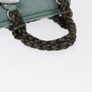 LOEWE Anagram Hand Bag Suede Turquoise Blue Silver Auth 156184-8