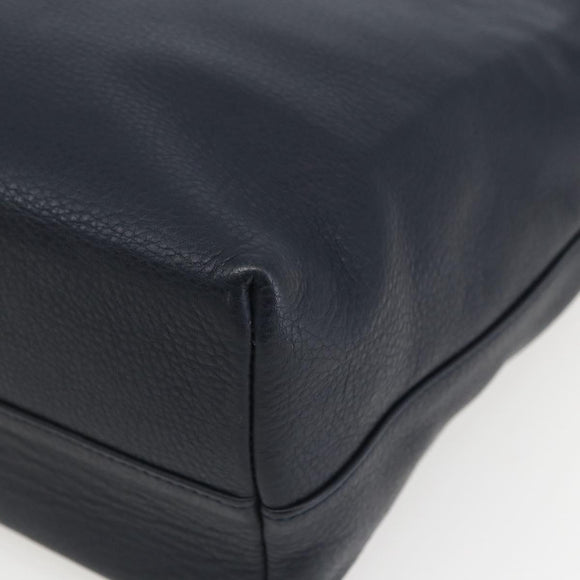 Christian Dior Hand Bag Leather 2way Navy Silver Auth 156185V