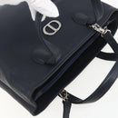 Christian Dior Hand Bag Leather 2way Navy Silver Auth 156185V-6