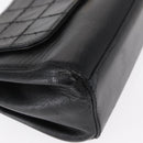 CHANEL Choco Bar Chain Shoulder Bag Lamb Skin Black Gold CC Auth 156186-9