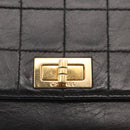 CHANEL Choco Bar Chain Shoulder Bag Lamb Skin Black Gold CC Auth 156186-17