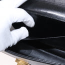 CHANEL Choco Bar Chain Shoulder Bag Lamb Skin Black Gold CC Auth 156186-21