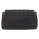 CHANEL Choco Bar Chain Shoulder Bag Lamb Skin Black Gold CC Auth 156186-2