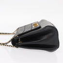 CHANEL Choco Bar Chain Shoulder Bag Lamb Skin Black Gold CC Auth 156186-4