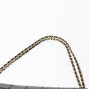 CHANEL Choco Bar Chain Shoulder Bag Lamb Skin Black Gold CC Auth 156186-8