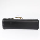 CHANEL Choco Bar Chain Shoulder Bag Lamb Skin Black Gold CC Auth 156186-5
