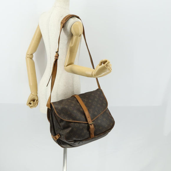 LOUIS VUITTON Monogram Saumur 35 Shoulder Bag M42254 LV Auth 156195
