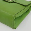 CELINE Circle Shoulder Bag Leather Gold Light green Auth 156219V-9