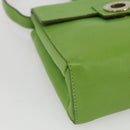 CELINE Circle Shoulder Bag Leather Gold Light green Auth 156219V-14