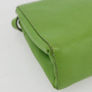 CELINE Circle Shoulder Bag Leather Gold Light green Auth 156219V-16