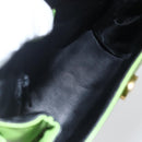 CELINE Circle Shoulder Bag Leather Gold Light green Auth 156219V-10