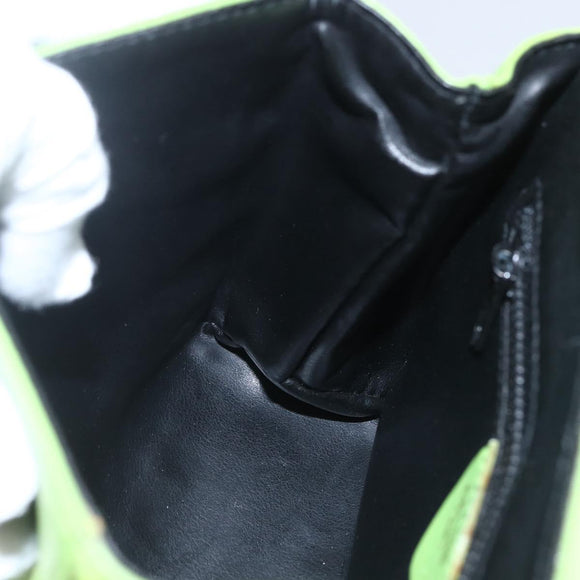 CELINE Circle Shoulder Bag Leather Gold Light green Auth 156219V