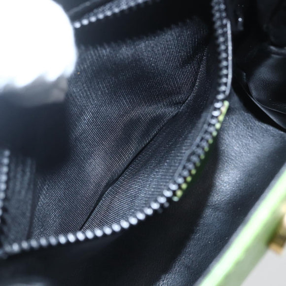 CELINE Circle Shoulder Bag Leather Gold Light green Auth 156219V