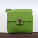 CELINE Circle Shoulder Bag Leather Gold Light green Auth 156219V-12