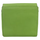CELINE Circle Shoulder Bag Leather Gold Light green Auth 156219V-2