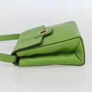 CELINE Circle Shoulder Bag Leather Gold Light green Auth 156219V-3