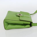 CELINE Circle Shoulder Bag Leather Gold Light green Auth 156219V-4