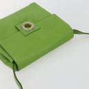 CELINE Circle Shoulder Bag Leather Gold Light green Auth 156219V-6