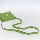 CELINE Circle Shoulder Bag Leather Gold Light green Auth 156219V-7