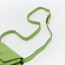 CELINE Circle Shoulder Bag Leather Gold Light green Auth 156219V-8