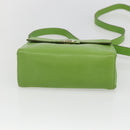 CELINE Circle Shoulder Bag Leather Gold Light green Auth 156219V-5