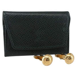 LOUIS VUITTON Taiga Buton De Manchette Cuffs metal Gold Tone LV Auth 156221