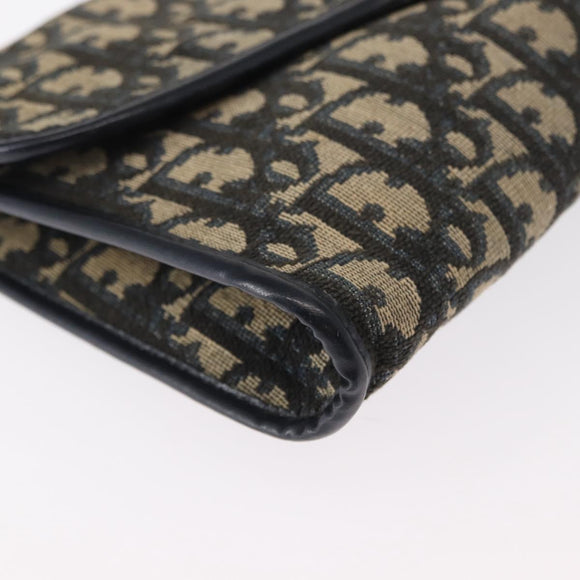 Christian Dior Trotter Canvas Chain Shoulder Bag Navy Gold Auth 156241