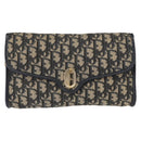 Christian Dior Trotter Canvas Chain Shoulder Bag Navy Gold Auth 156241-13