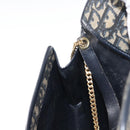 Christian Dior Trotter Canvas Chain Shoulder Bag Navy Gold Auth 156241-20