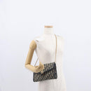 Christian Dior Trotter Canvas Chain Shoulder Bag Navy Gold Auth 156241-21