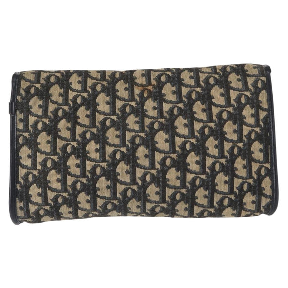 Christian Dior Trotter Canvas Chain Shoulder Bag Navy Gold Auth 156241