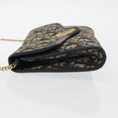 Christian Dior Trotter Canvas Chain Shoulder Bag Navy Gold Auth 156241-5