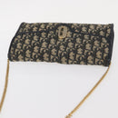 Christian Dior Trotter Canvas Chain Shoulder Bag Navy Gold Auth 156241-7