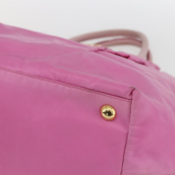 PRADA Hand Bag Nylon Pink Gold Auth 156242
