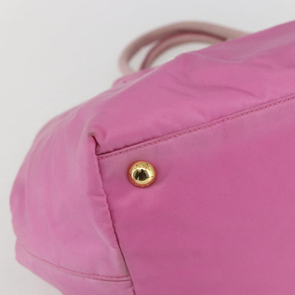 PRADA Hand Bag Nylon Pink Gold Auth 156242