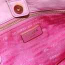 PRADA Hand Bag Nylon Pink Gold Auth 156242-17