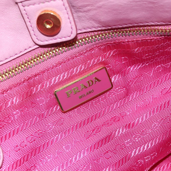 PRADA Hand Bag Nylon Pink Gold Auth 156242