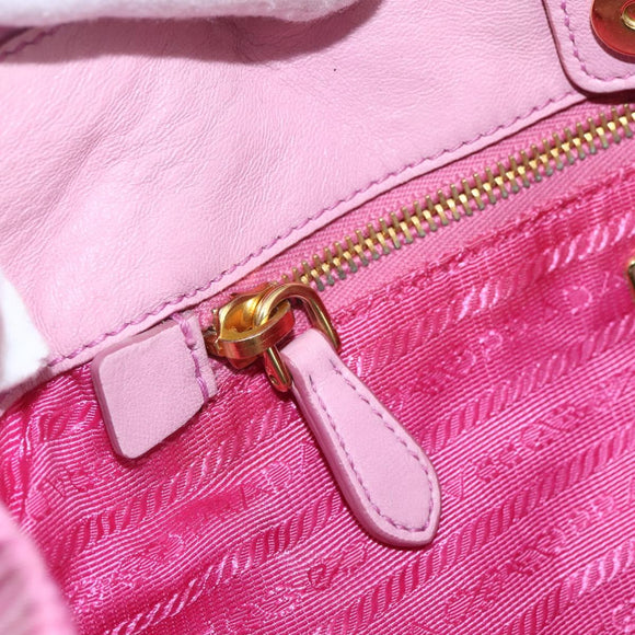 PRADA Hand Bag Nylon Pink Gold Auth 156242