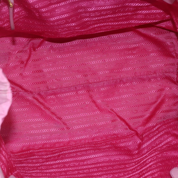 PRADA Hand Bag Nylon Pink Gold Auth 156242