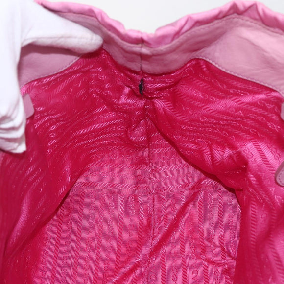 PRADA Hand Bag Nylon Pink Gold Auth 156242